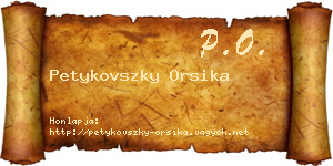 Petykovszky Orsika névjegykártya